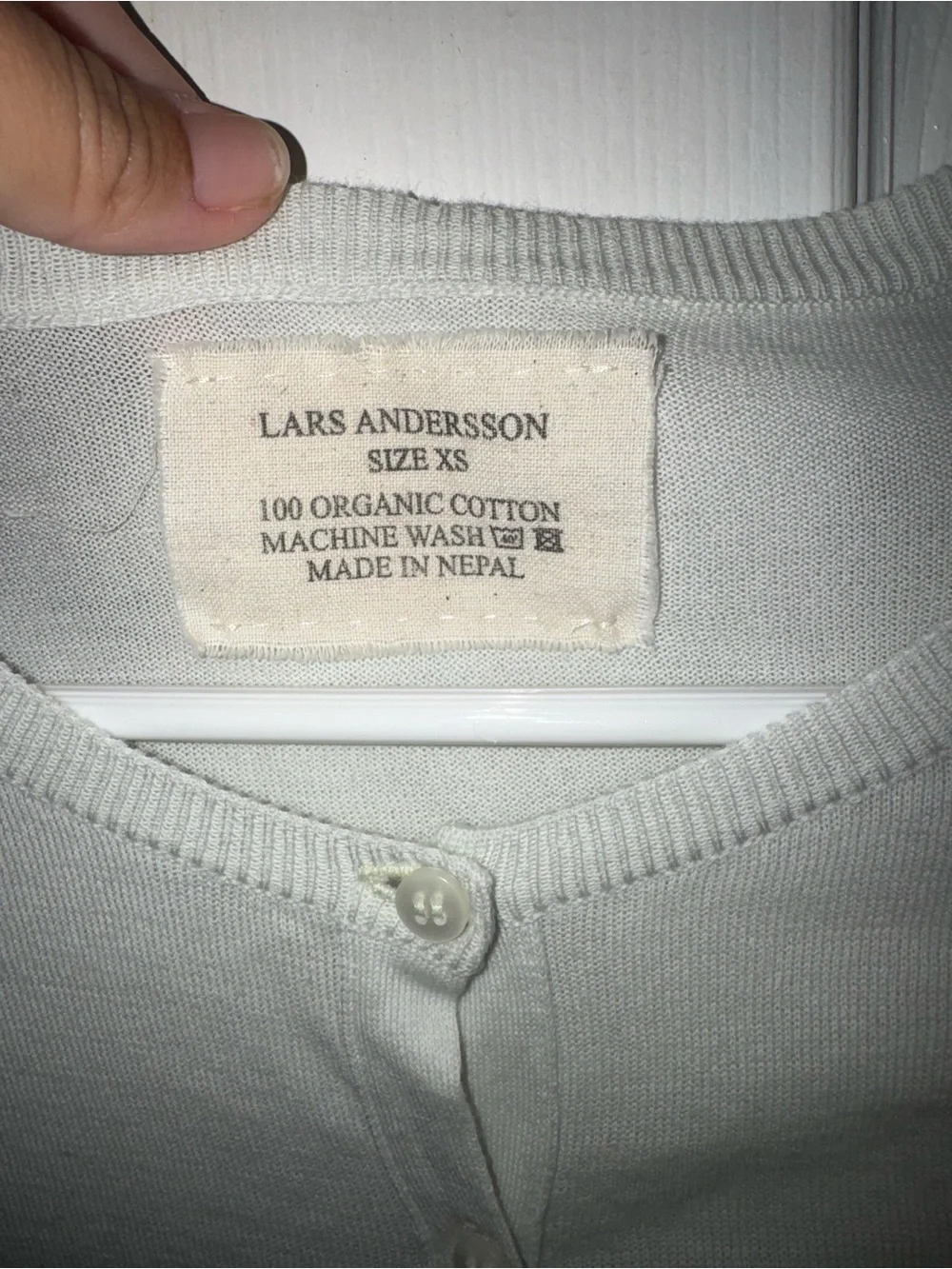 Lars Anderson Organic Cotton Long Sleeve Crewneck Cardigan Size XS Light Blue
